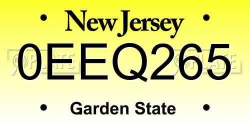 0EEQ265 New Jersey License Plate