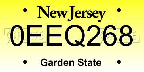 0EEQ268 New Jersey License Plate