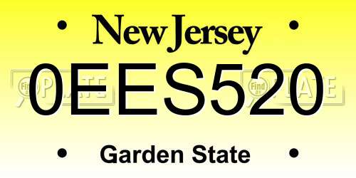 0EES520 New Jersey License Plate