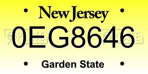 0EG8646 New Jersey License Plate