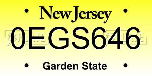 0EGS646 New Jersey License Plate