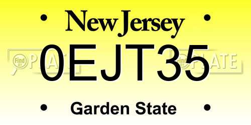 0EJT35 New Jersey License Plate