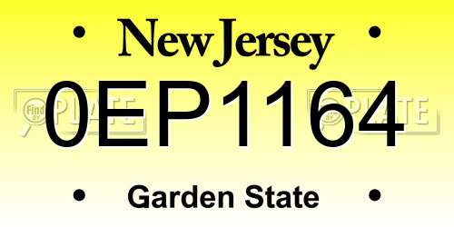 0EP1164 New Jersey License Plate