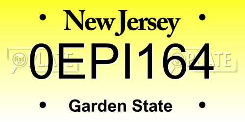 0EPI164 New Jersey License Plate