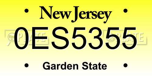 0ES5355 New Jersey License Plate