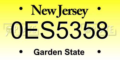0ES5358 New Jersey License Plate