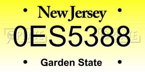 0ES5388 New Jersey License Plate