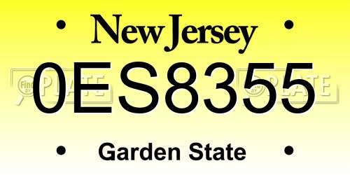 0ES8355 New Jersey License Plate