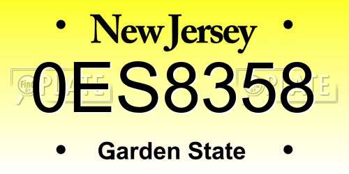 0ES8358 New Jersey License Plate