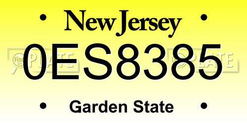 0ES8385 New Jersey License Plate