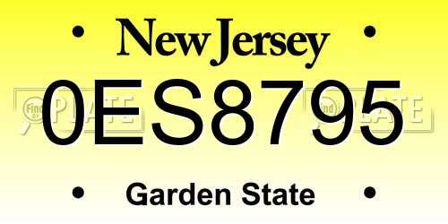 0ES8795 New Jersey License Plate