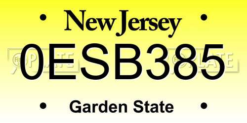 0ESB385 New Jersey License Plate