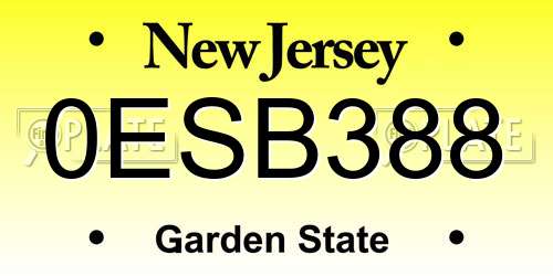 0ESB388 New Jersey License Plate