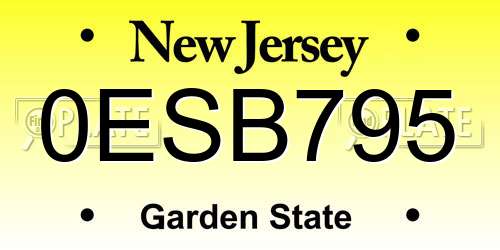 0ESB795 New Jersey License Plate