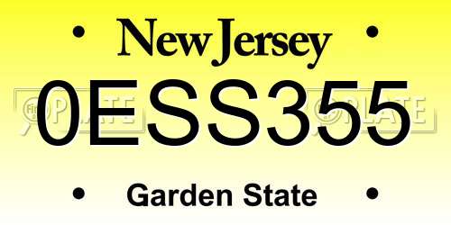 0ESS355 New Jersey License Plate