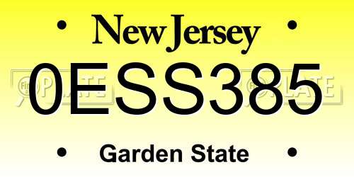 0ESS385 New Jersey License Plate