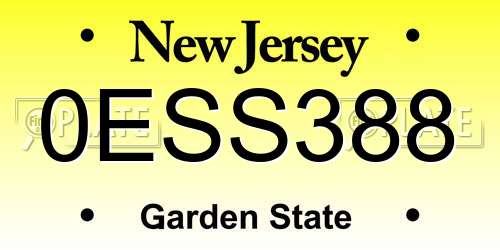 0ESS388 New Jersey License Plate