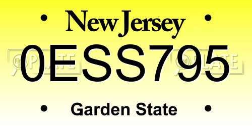 0ESS795 New Jersey License Plate