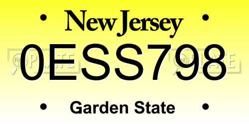 0ESS798 New Jersey License Plate