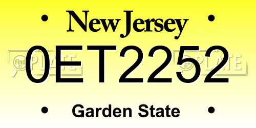0ET2252 New Jersey License Plate