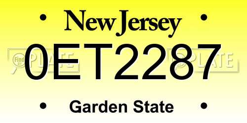 0ET2287 New Jersey License Plate