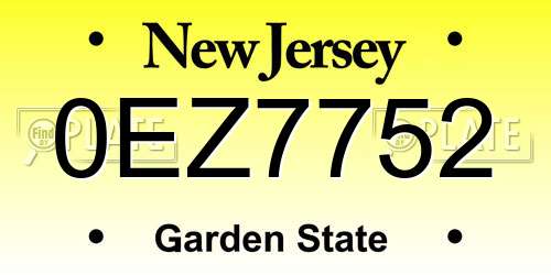 0EZ7752 New Jersey License Plate