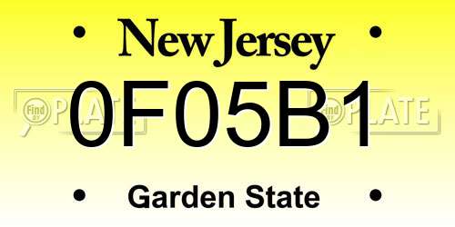 0F05B1 New Jersey License Plate
