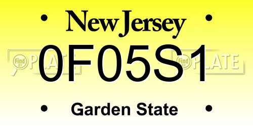 0F05S1 New Jersey License Plate