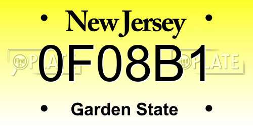 0F08B1 New Jersey License Plate