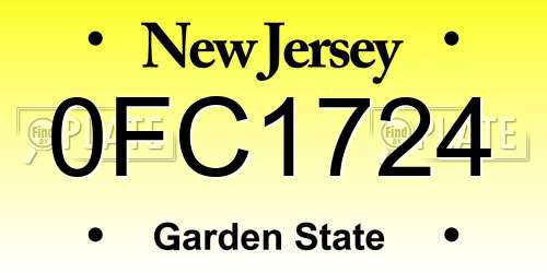 0FC1724 New Jersey License Plate