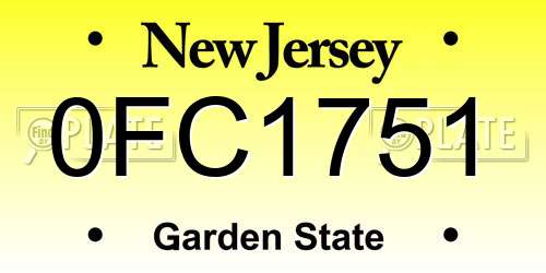 0FC1751 New Jersey License Plate