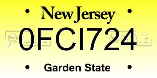 0FCI724 New Jersey License Plate