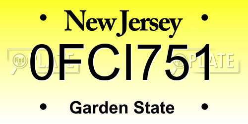 0FCI751 New Jersey License Plate