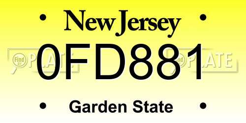 0FD881 New Jersey License Plate