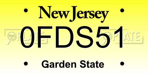 0FDS51 New Jersey License Plate