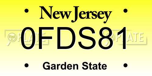 0FDS81 New Jersey License Plate