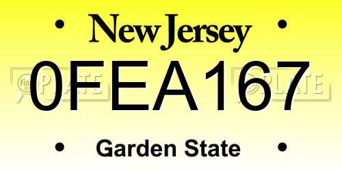 0FEA167 New Jersey License Plate