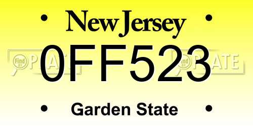 0FF523 New Jersey License Plate