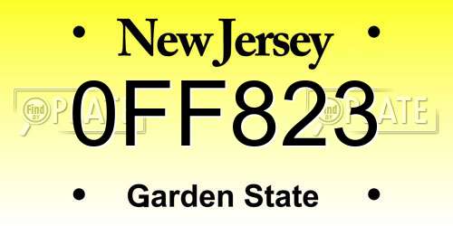 0FF823 New Jersey License Plate