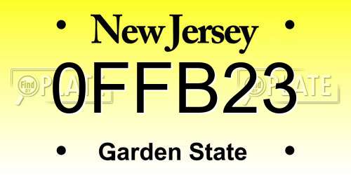 0FFB23 New Jersey License Plate
