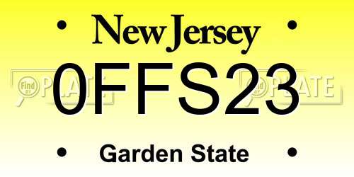 0FFS23 New Jersey License Plate