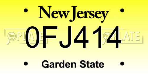 0FJ414 New Jersey License Plate