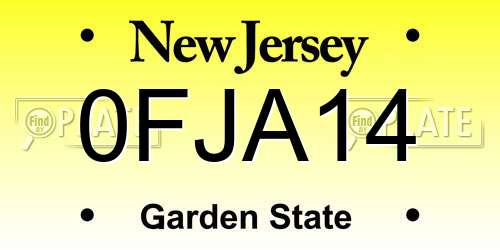 0FJA14 New Jersey License Plate