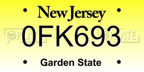 0FK693 New Jersey License Plate