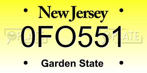 0FO551 New Jersey License Plate