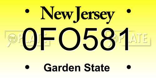 0FO581 New Jersey License Plate