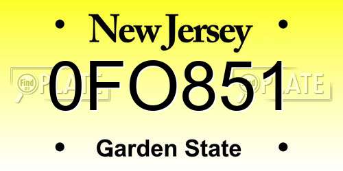 0FO851 New Jersey License Plate