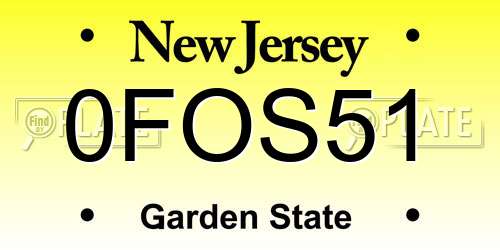 0FOS51 New Jersey License Plate