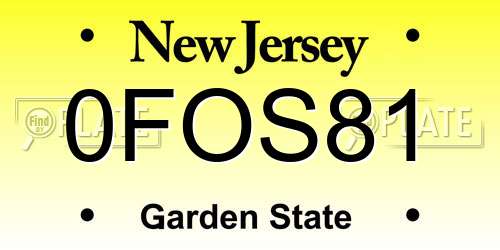 0FOS81 New Jersey License Plate