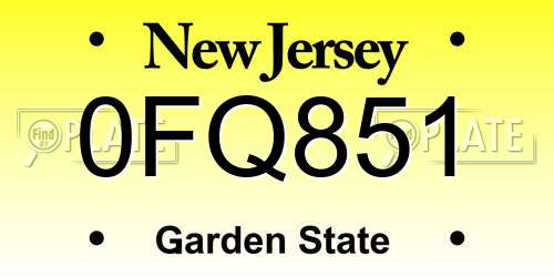 0FQ851 New Jersey License Plate